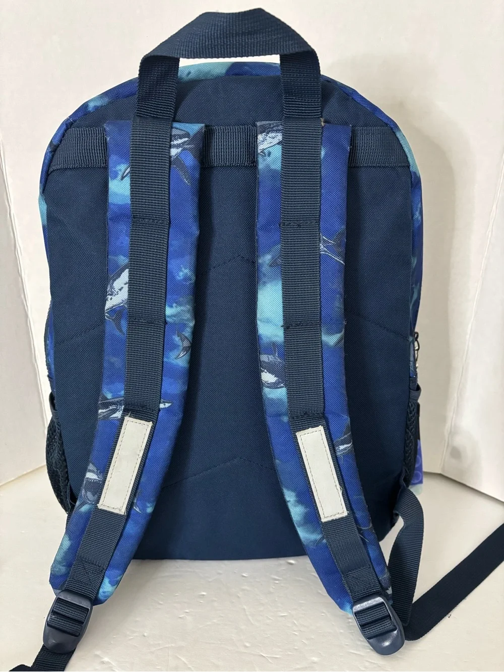 wonder nation Blue Shark Print Kids Backpack with Matching Pouch